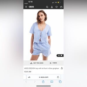 ASOS DESIGN top with tie front in blue gingham ASOS DESIGN in blue gingham